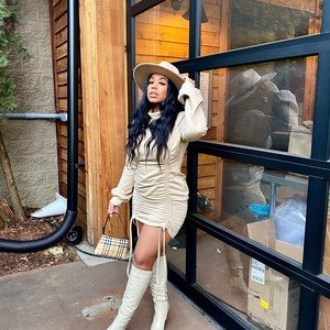 Ruched Sweatshirt Dress